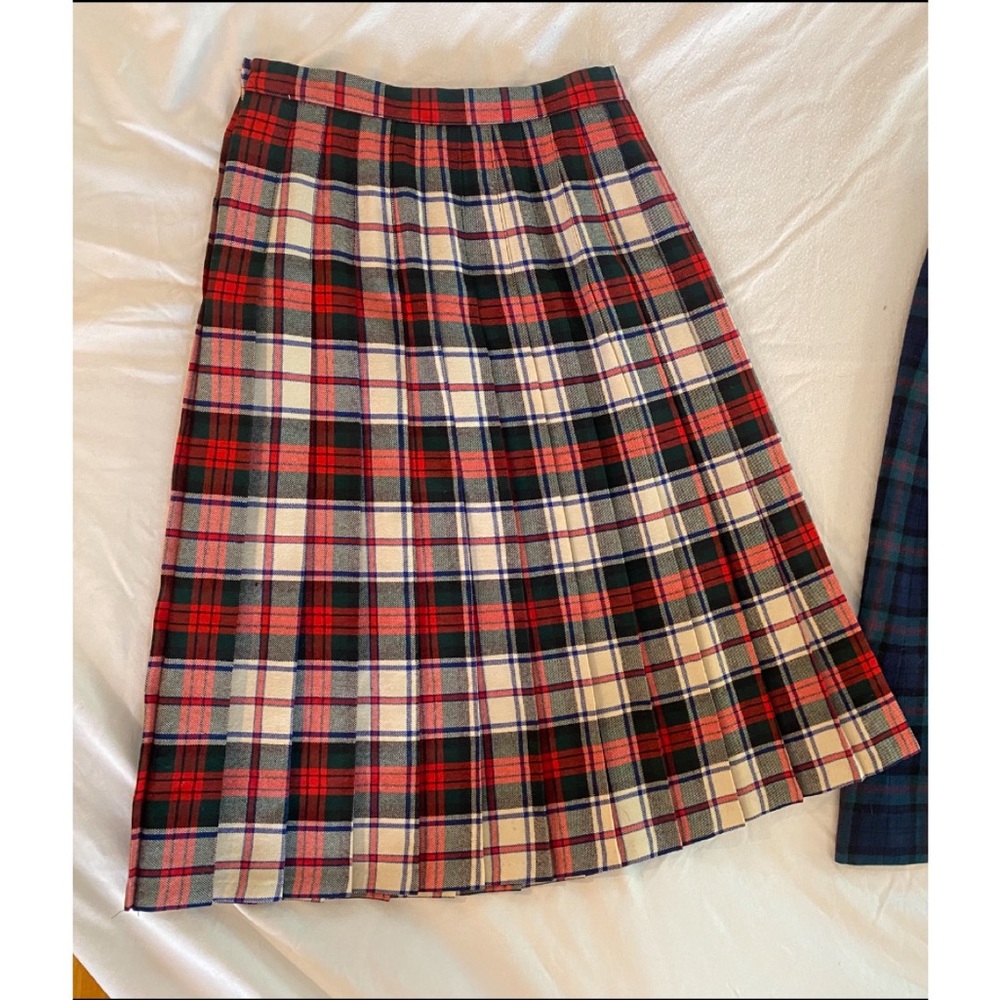 1960's Vintage Pleated Plaid Wool Skirt